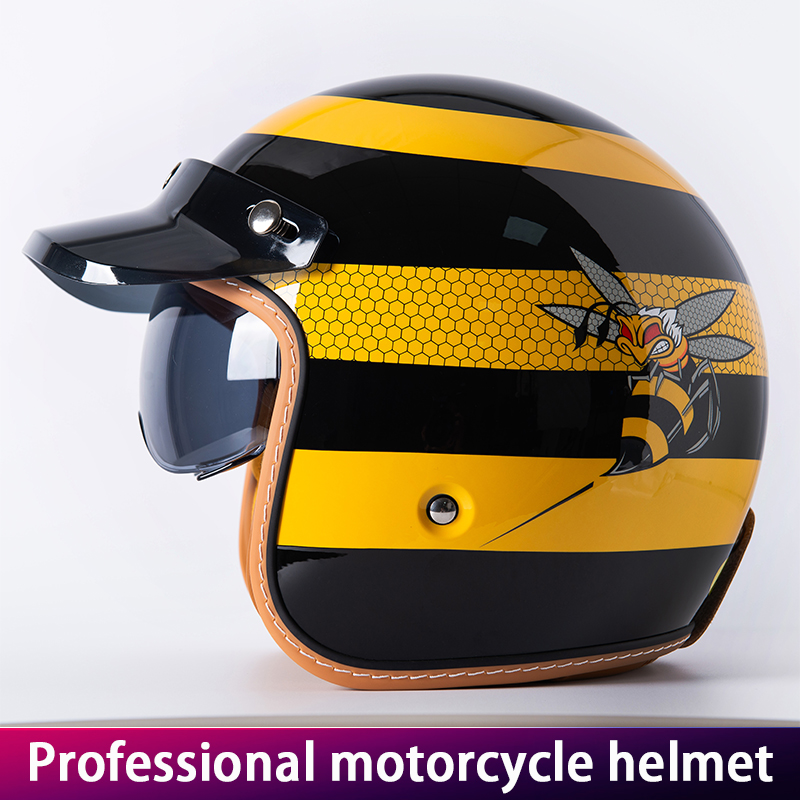 Yellow Cycling Gear - Novo capacete retrô de motocicleta, abelha